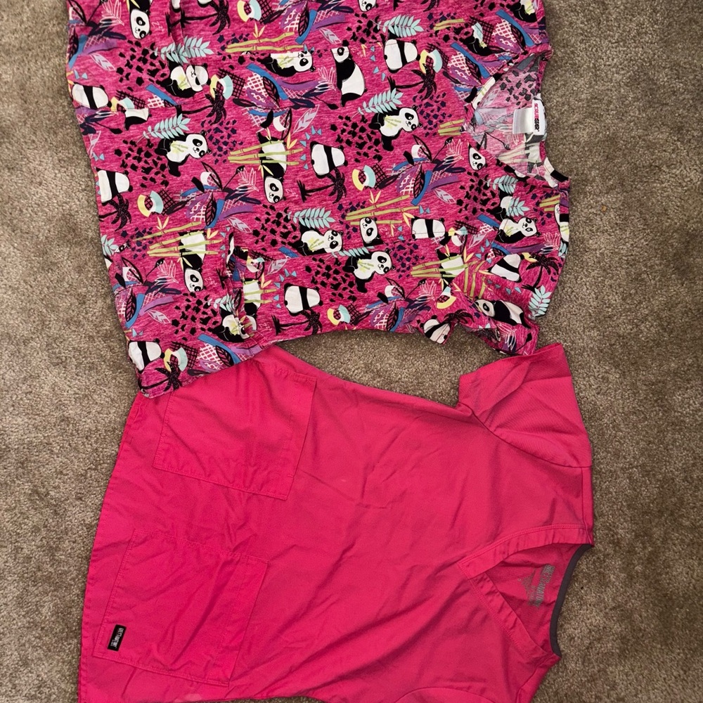 Colorful Animal Print and Pink Scrub Tops